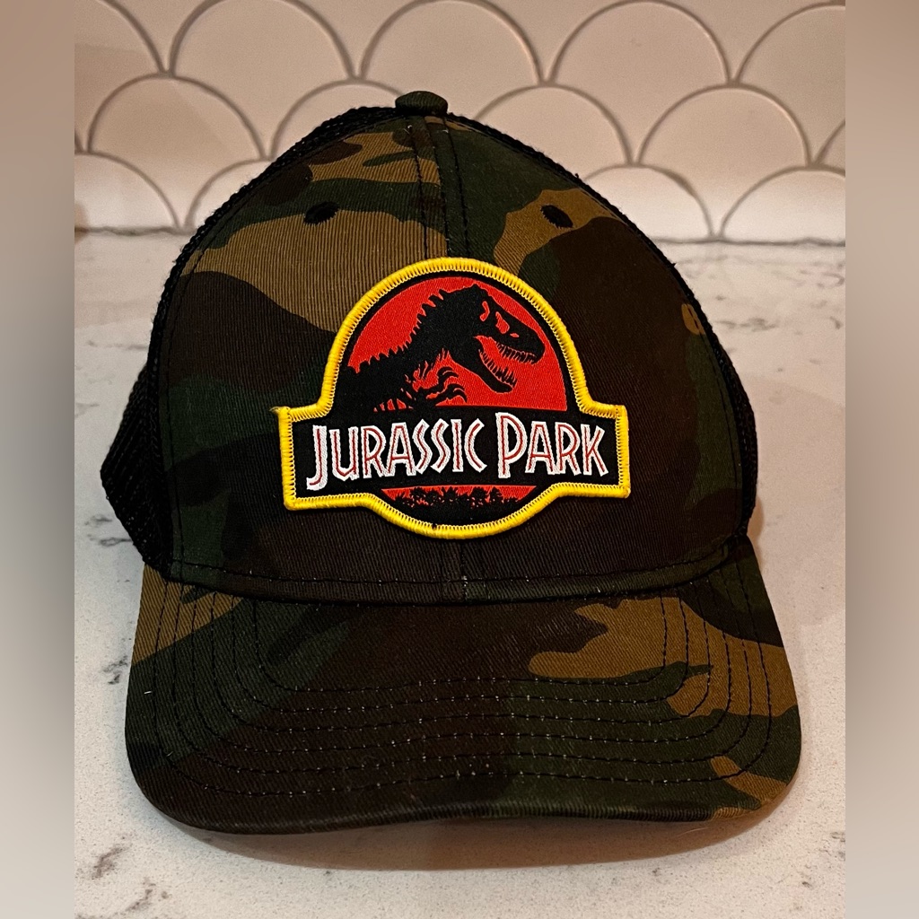 Jurassic Park Snapback Camo With Red Embroidered Patch One Size Fits Most